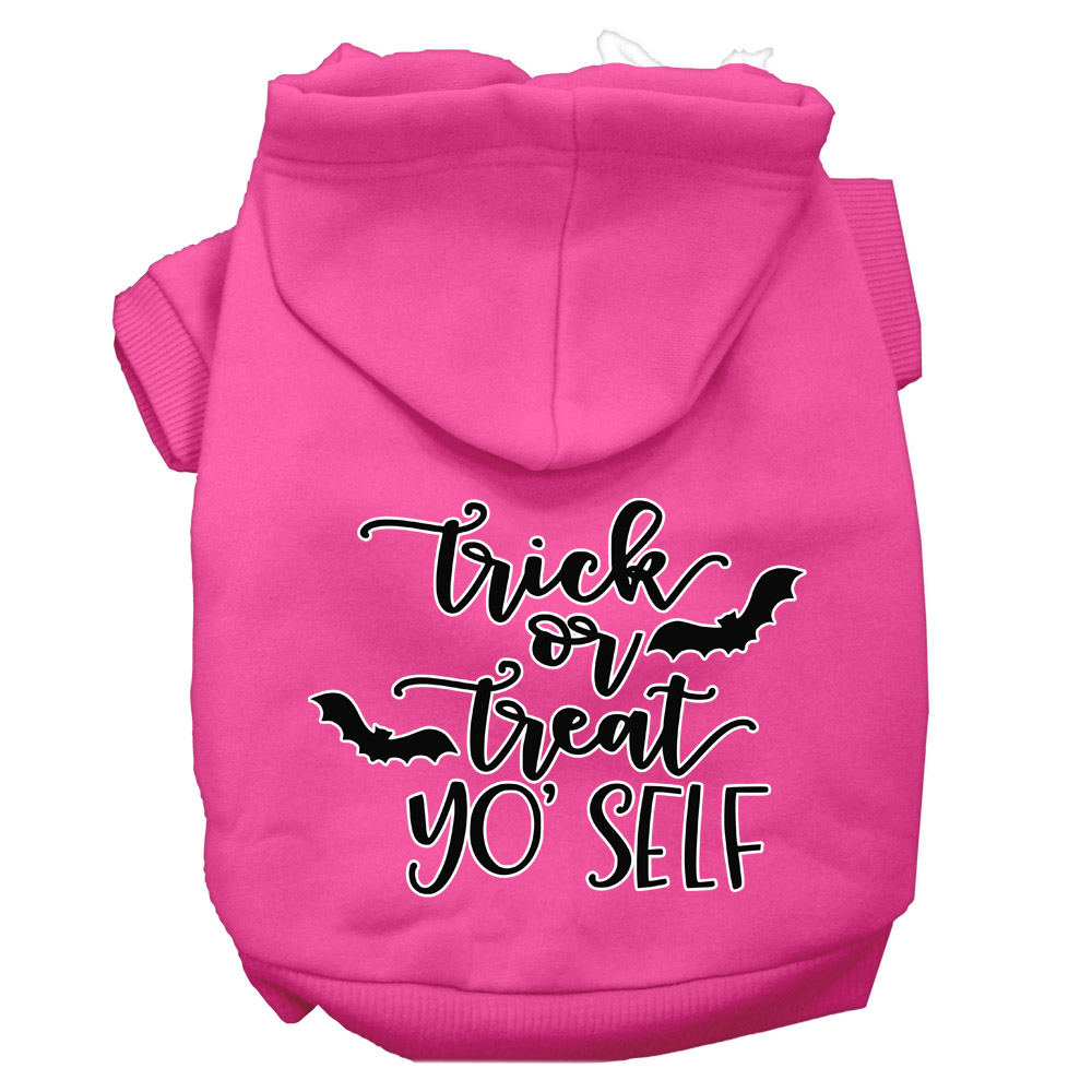 Trick or Treat Yo' Self Screen Print Dog Hoodie Bright Pink L